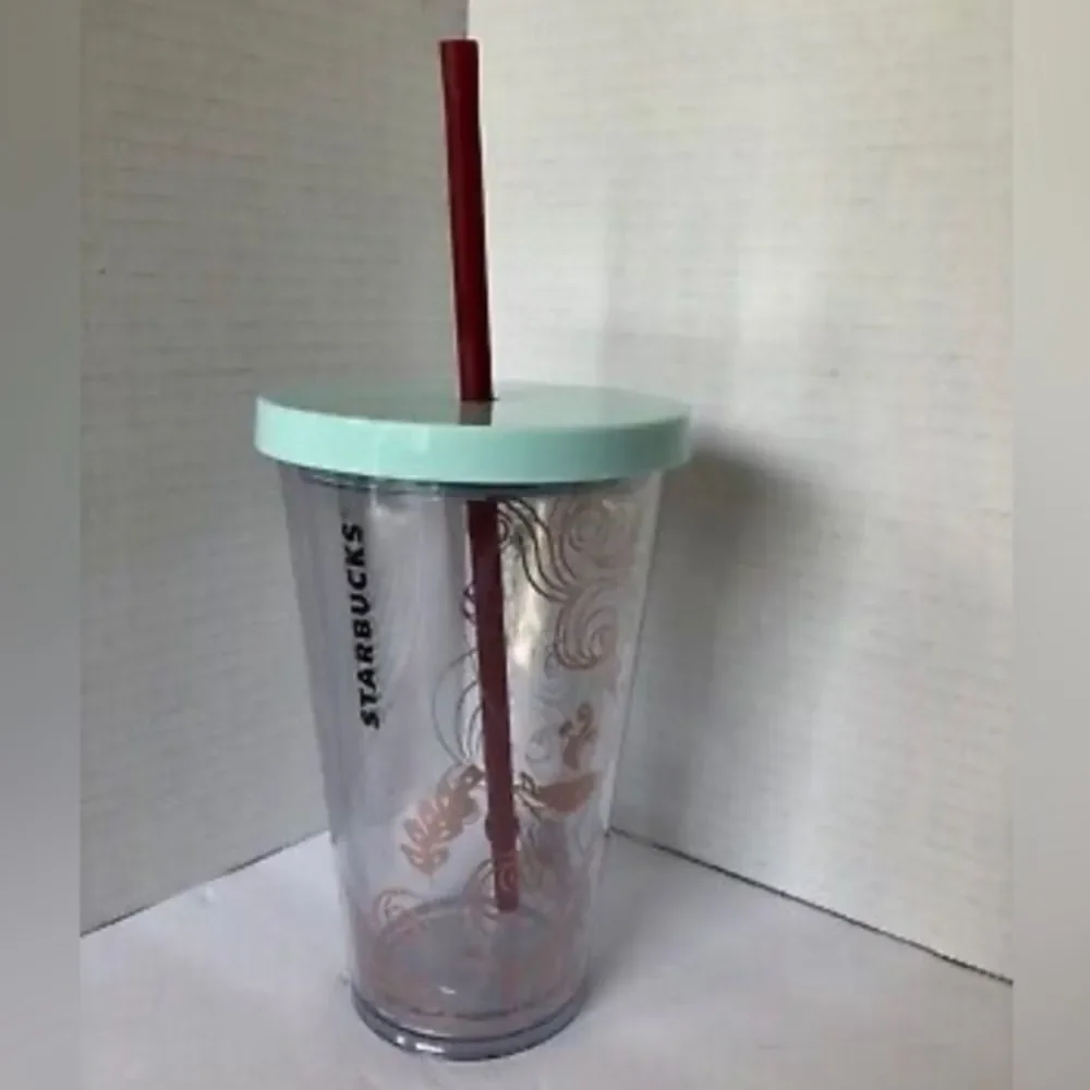 RARE STARBUCKS 2018 Holiday Rose Gold Mermaid Clear Cup Tumbler 16 oz. Brand new